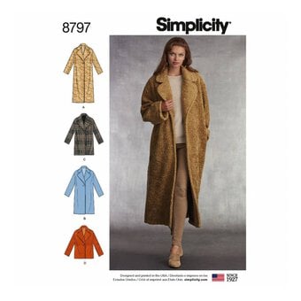 Simplicity Women’s Coat Sewing Pattern 8797 (XS-XL)