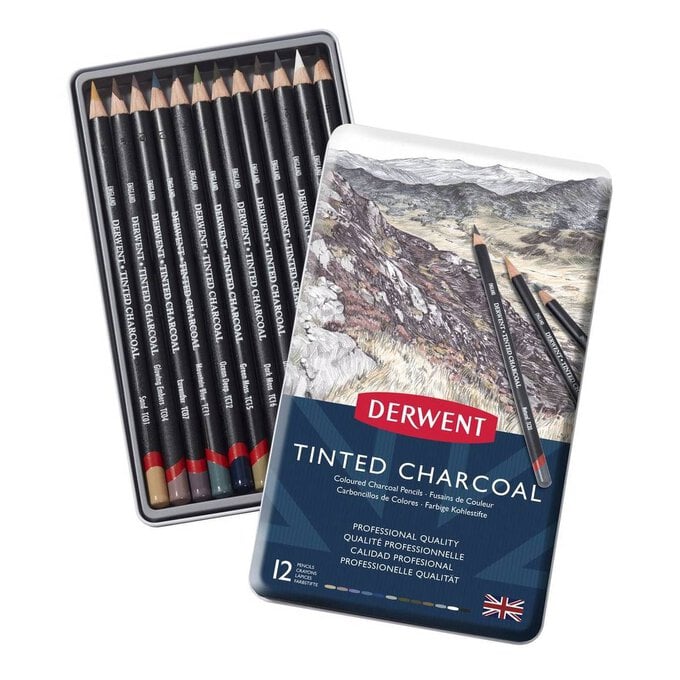 Derwent Tinted Charcoal Pencils 12 Pieces image number 1