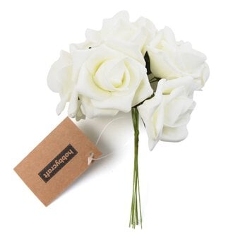 Ivory Open Rose Bouquet 8 Stems