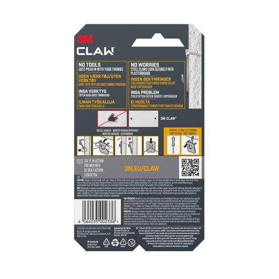 3M CLAW Picture Hanger for Plasterboard 20kg 2 Pack image number 5