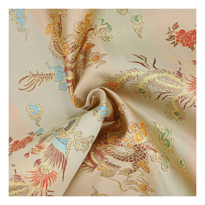 Gold Print Chinese Brocade Fabric by the Metre image number 1