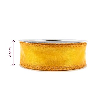 Bright Gold Wire Edge Organza Ribbon 25mm x 3m image number 3