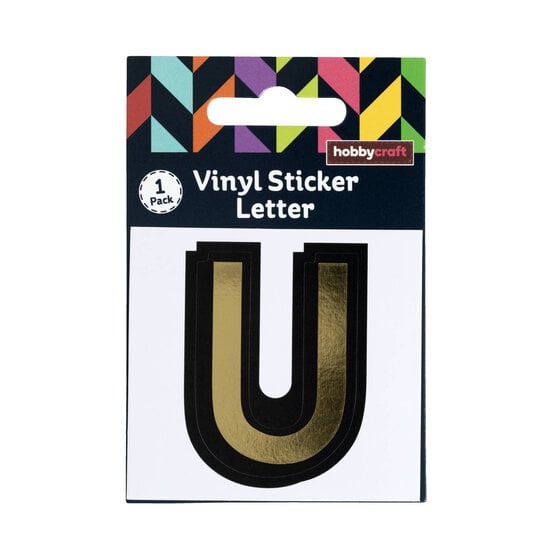 Black and Gold Vinyl Letter U Sticker 5cm image number 5