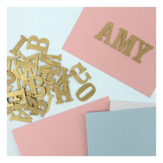 Gold Wooden Letters 52 Pieces image number 2