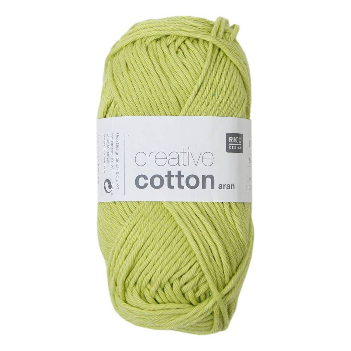 Rico Light Pistachio Creative Cotton Aran Yarn 50 g | Hobbycraft
