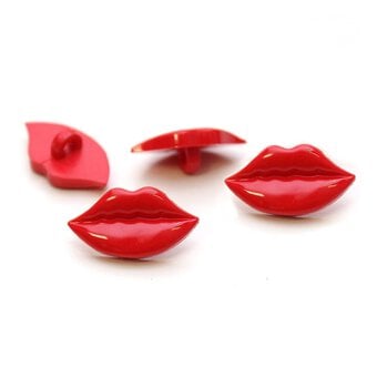 Hemline Red Lips Buttons 4 Pack