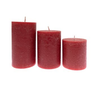 Red Pillar Candles 3 Pack