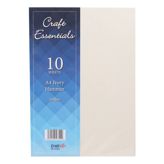 Craft Essentials Ivory Hammered Card A4 10 Sheets image number 1