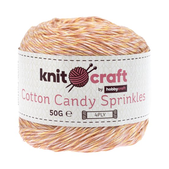 Knitcraft Yellow Peach Cotton Candy Sprinkles 4 Ply 50g image number 1