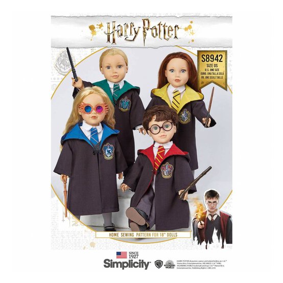 Simplicity Harry Potter Doll Outfit Sewing Pattern S8942 image number 1