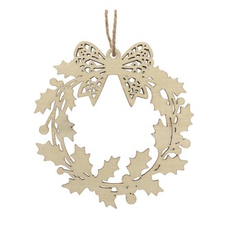 Hanging Wooden Wreath Decoration 10cm