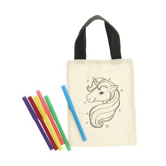 Unicorn Colour-In Canvas Bag