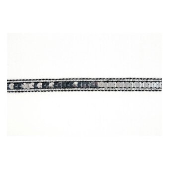 Black and Silver Metallic-Edged Sequin Trim by the Metre