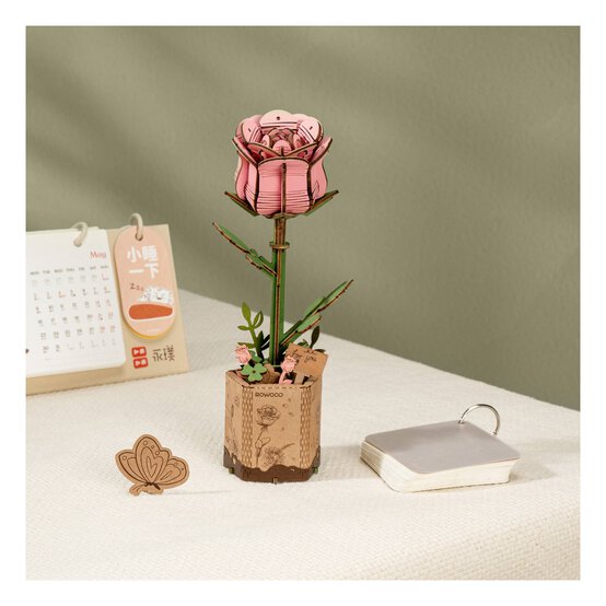 Rowood Pink Rose Wooden Flower Kit image number 4