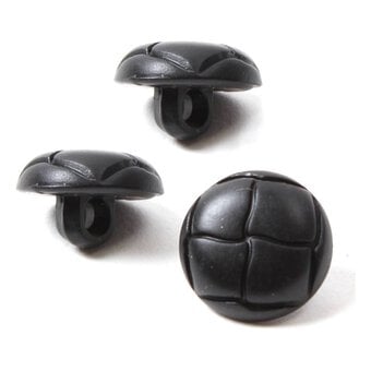 Hemline Black Novelty Faux Leather Button 3 Pack