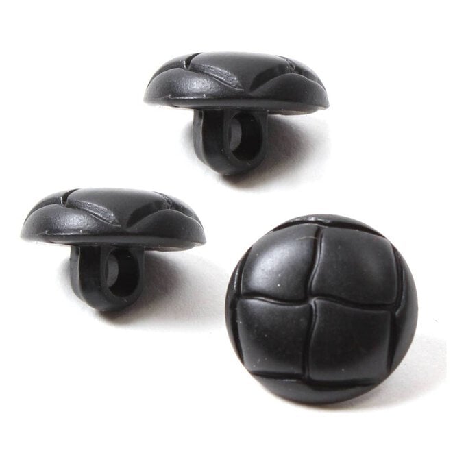 Hemline Black Novelty Faux Leather Button 3 Pack image number 1
