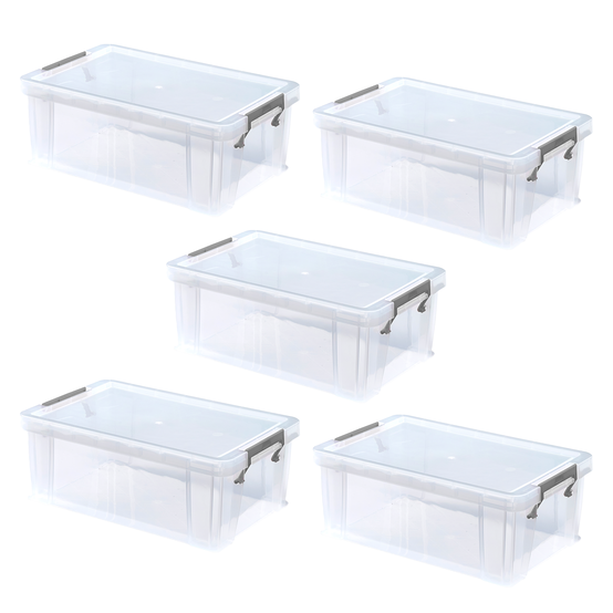 Whitefurze Allstore 10 Litre Clear Storage Box 5 Pack Bundle image number 1