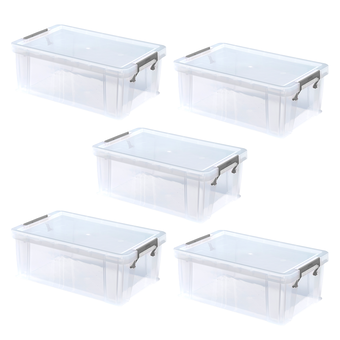 Whitefurze Allstore 10 Litre Clear Storage Box 5 Pack Bundle