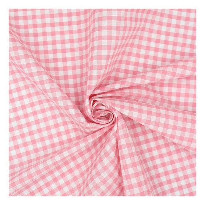 Pink 1/4 Gingham Fabric by the Metre image number 1