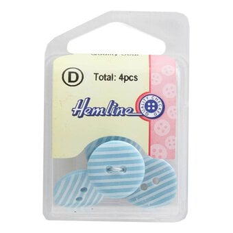Hemline Blue Striped Buttons 17.5mm 4 Pack image number 2