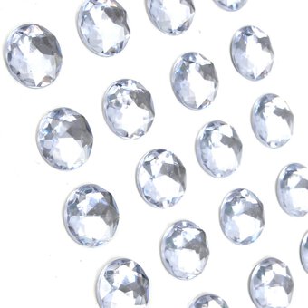Large Silver Adhesive Gems 20 Pack