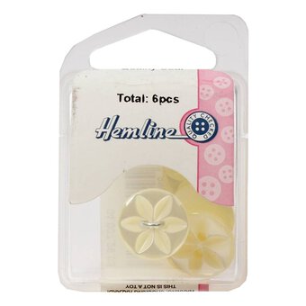 Hemline Cream Basic Star Button 6 Pack