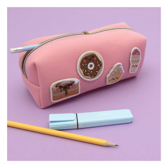 Kawaii Patch Pink Felt Pencil Case image number 2