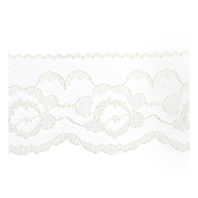 Ivory 35mm Buttercup Lace Trim by the Metre image number 1