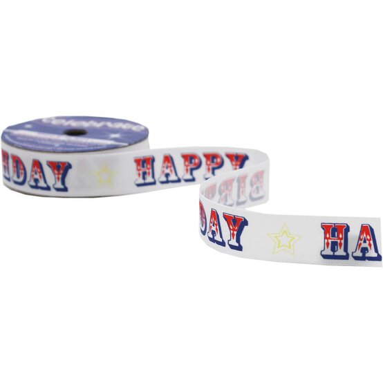 Happy Birthday Circus Satin Ribbon 16mm x 4m image number 3