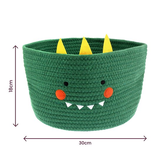 Green Dinosaur Cotton Rope Basket 30cm x 18cm  image number 4