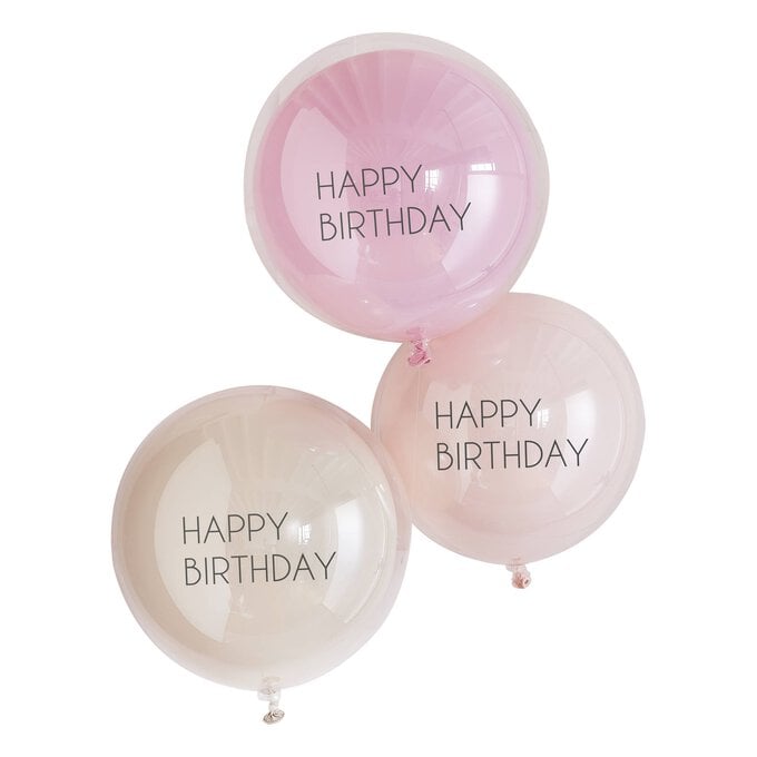 Ginger Ray Pink Double Layered Balloons 3 Pack image number 1