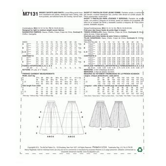 McCall's Women's Shorts and Trousers  Sewing Pattern M7131 (B5 8-16)