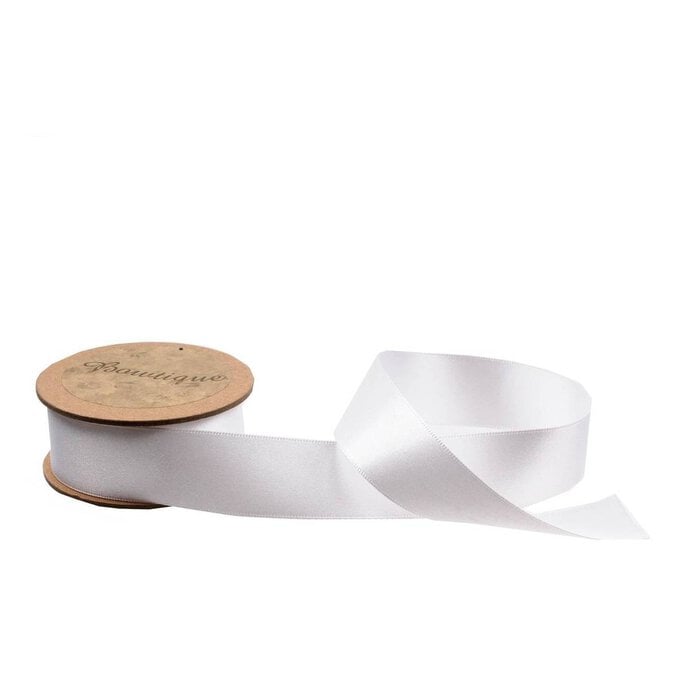 White Double-Faced Satin Ribbon 24mm x 5m image number 1