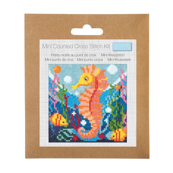 Trimits Seahorse Mini Cross Stitch Kit 13cm x 13cm image number 1