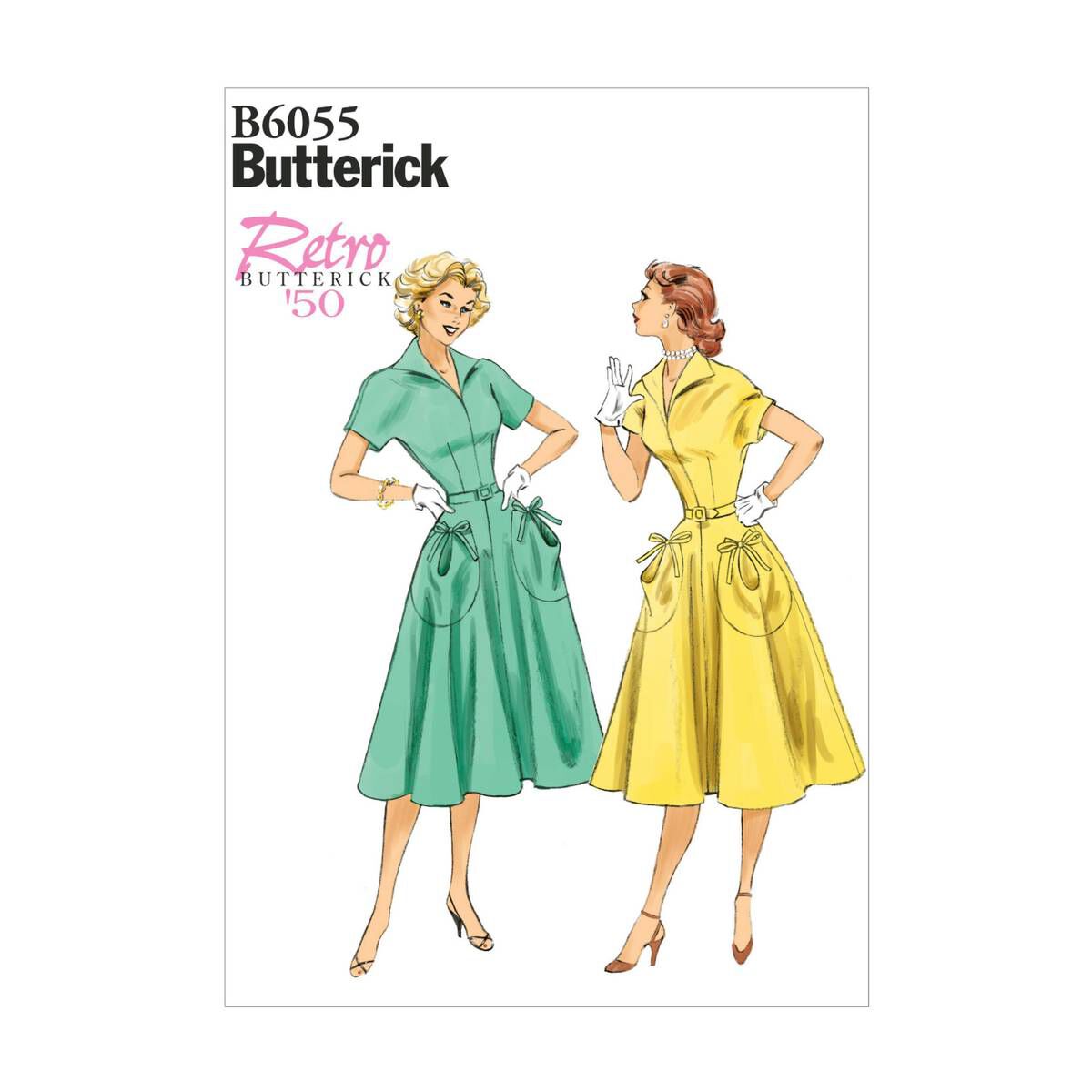 Butterick Women's Dress and Belt Sewing Pattern B6055 (A5 6-14 ...