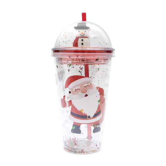Sparkly Snowman and Santa Cup with Straw image number 4