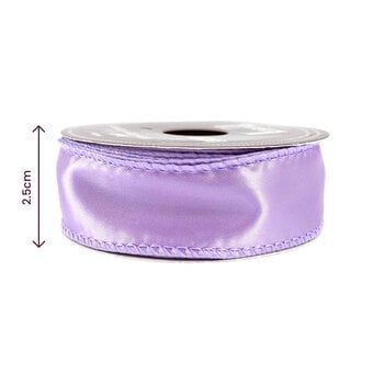 Lilac Wire Edge Satin Ribbon 25mm x 3m image number 3