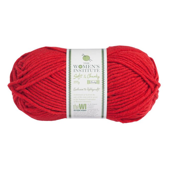 Women’s Institute Red Soft and Chunky Yarn 100g image number 1