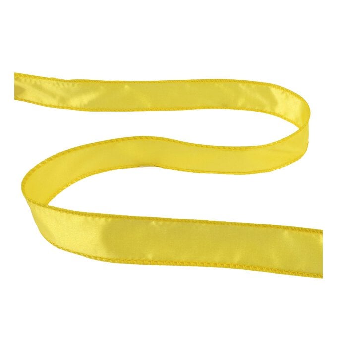 Yellow Wire Edge Satin Ribbon 25mm x 3m image number 1