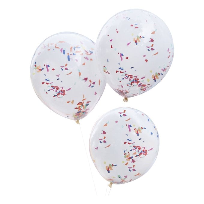 Ginger Ray Rainbow Confetti Balloons 3 Pack  image number 1