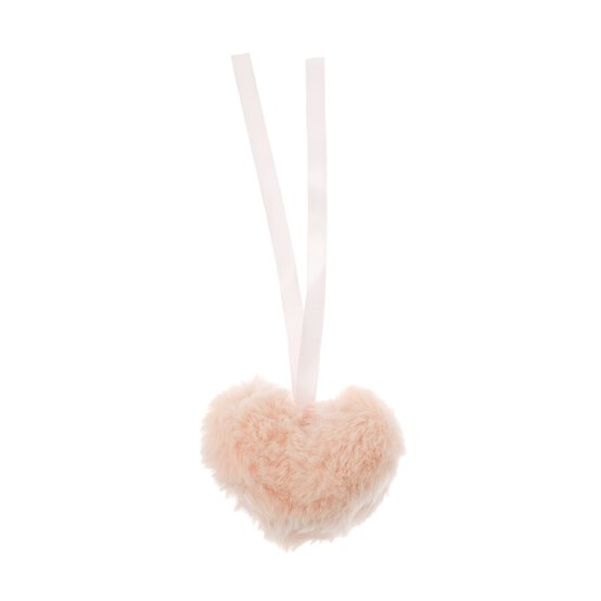 Pale Pink Faux Fur Heart Pom 9cm image number 3