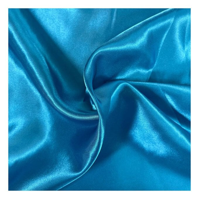 Turquoise Silky Satin Fabric by the Metre image number 1
