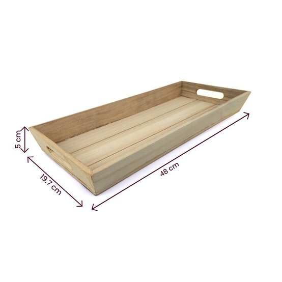 White Wash Wooden Tray 48cm x 20cm x 5cm image number 4