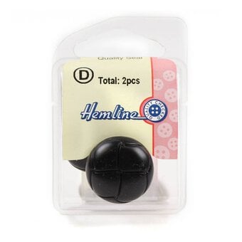 Hemline Black Novelty Faux Leather Button 2 Pack