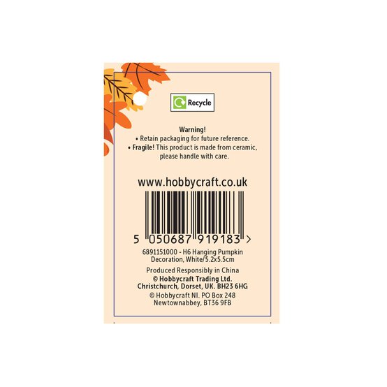 Hanging Ceramic Pumpkin Decoration 5cm image number 4