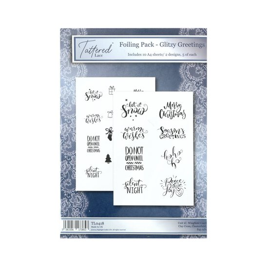 Tattered Lace Glitzy Greetings Foiling Pack 10 Sheets image number 1