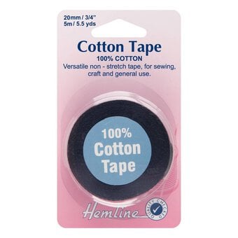 Hemline Black Cotton Tape 20mm x 5m