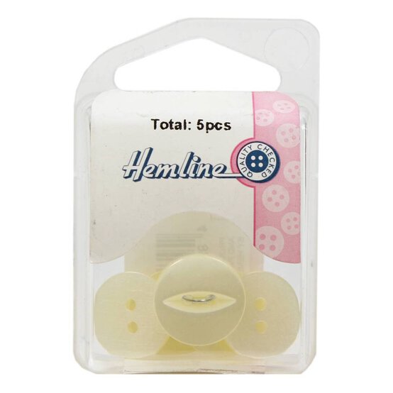 Hemline Cream Basic Fish Eye Button 5 Pack image number 2