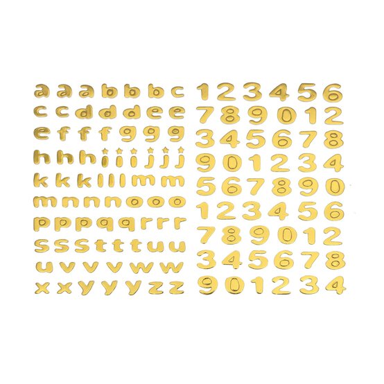 Gold Metallic Puffy Lowercase Alphabet Stickers 128 Pieces image number 1