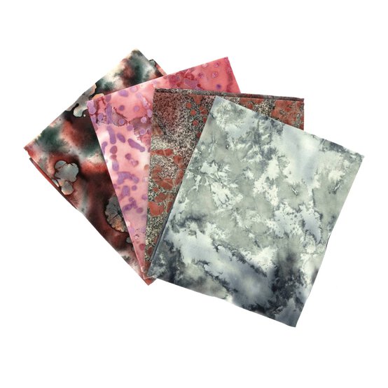 Grey, Beige and Pink Batik Cotton Fat Quarters 4 Pack image number 1